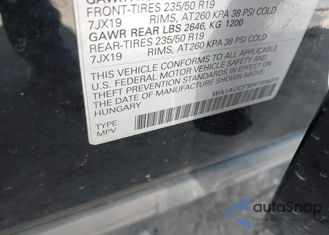 2022 Audi Q3 Premium 40 Tfsi Quattro Tiptronic из США, поврежденный, VIN WA1AUCF38N1036073